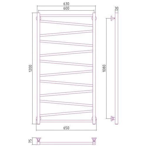 Полотенцесушитель водяной Сирокко 1200х600