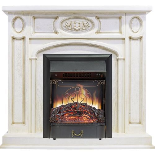 Каминокомплект Florence - Слоновая кость с патиной с очагом Majestic FX Black