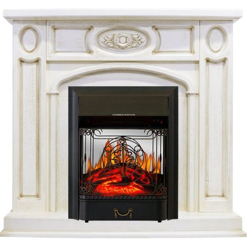 Каминокомплект Florence - Слоновая кость с патиной с очагом Majestic FX M Black
