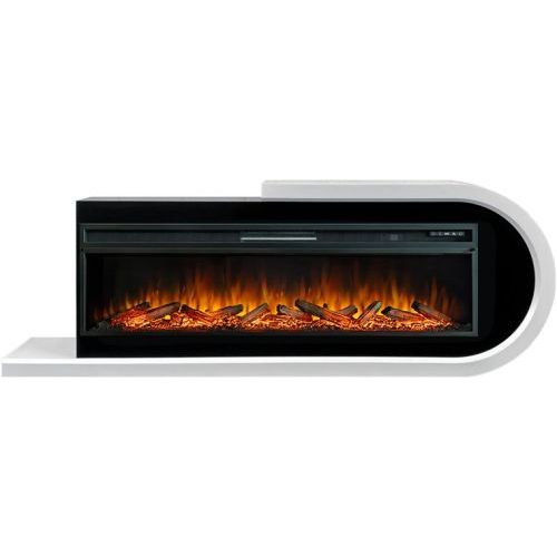 Каминокомплект Basel 60 R - Белый с черным с очагом Vision 60 LOG LED