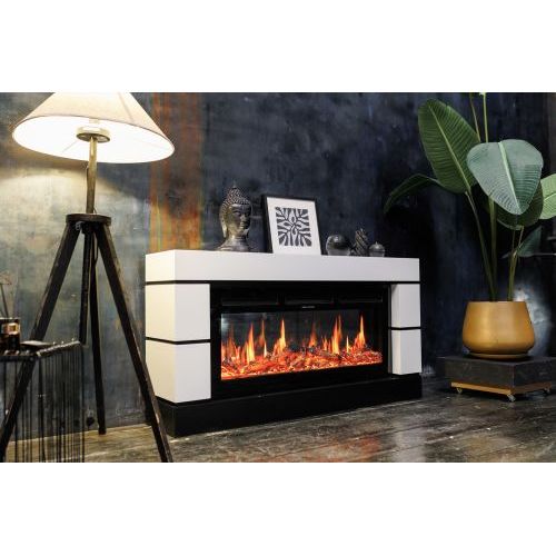 Каминокомплект Modern 42 SFT - Белый с черным с очагом Vision 42 LOG LED