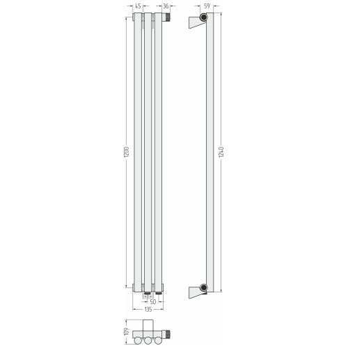 Эстет-1 EU50 правый 1200х135 3 секции
