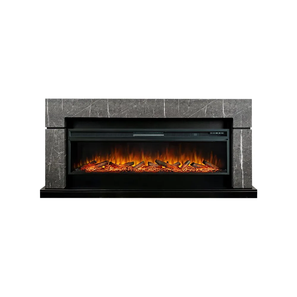 Каминокомплект Lindos 60 SFT - Серый мрамор с очагом Vision 60 LOG LED_