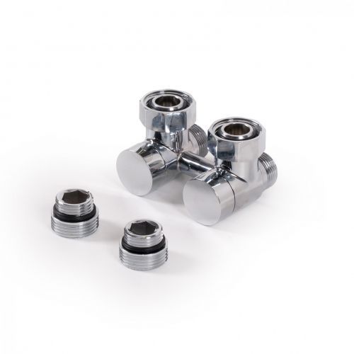 Вентиль отсекающий угловой 50мм - GZ 3/4" - GW 1/2" - GZ М22х1,5 CHROM