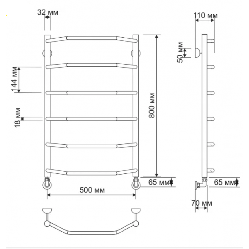 Полотенцесушитель АГАТА 1 800x500 водяной