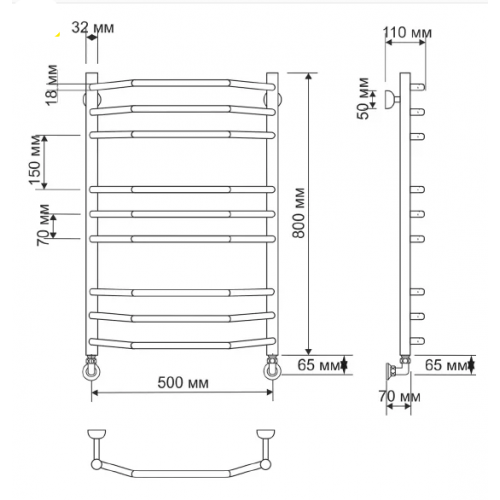 Полотенцесушитель АГАТА 2 800x500 водяной
