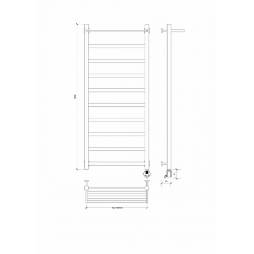 Полотенцесушитель Корсико 1 СП 1200x600 электрический нержавейка