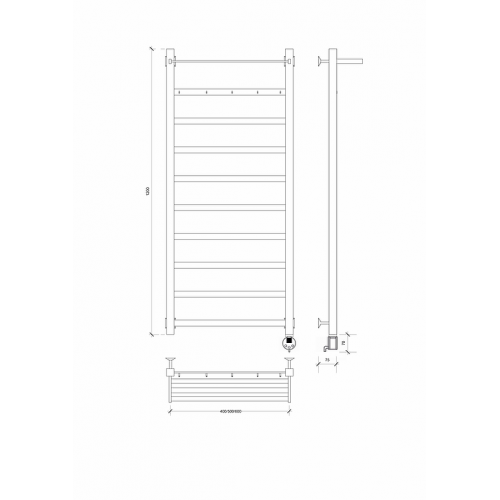 Полотенцесушитель Корсико 1 КСП 1200x500 электрический нержавейка