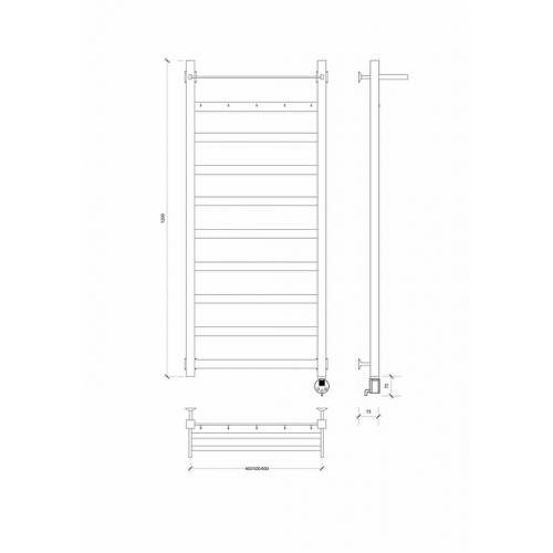 Полотенцесушитель Комано 1 КСП 1200x500 электрический нержавейка