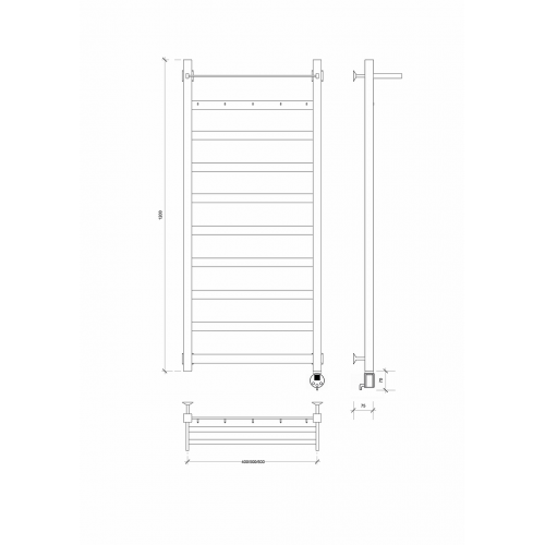 Полотенцесушитель Комано 1 КСП 1200x600 электрический нержавейка