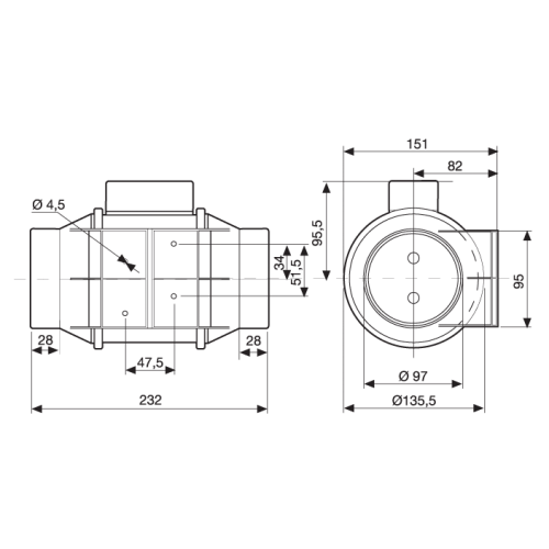 Канальный вентилятор S&P TD-160/100 NT