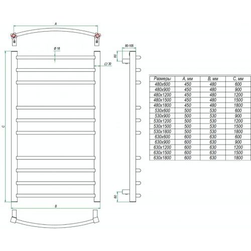 Полотенцесушитель ECO CALMA 530х900