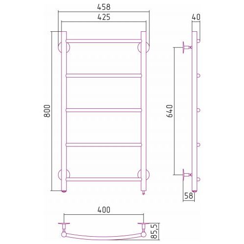Полотенцесушитель электрический Формат 40 П 800х400 (5) Г16