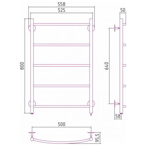 Полотенцесушитель электрический Формат 40 П 800х500 (5) Г16