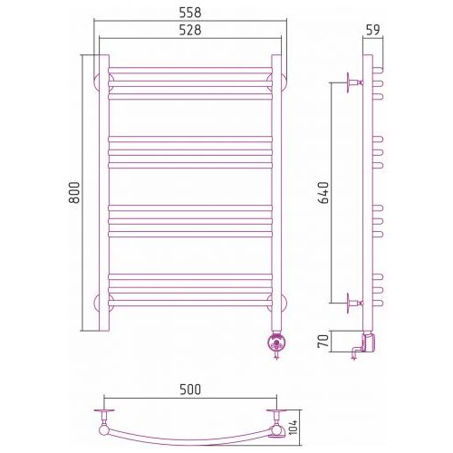 Полотенцесушитель электрический Формат 10 ТП 800х500 (3+3+3+3) Г16