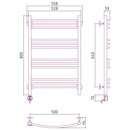 Полотенцесушитель электрический Формат 10 ТЛ 800х500 (3+3+3+3) Г16