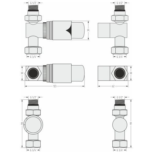 Автоматический терморегулятор   прямой (G 1/2 НР х G 3/4 НГ)