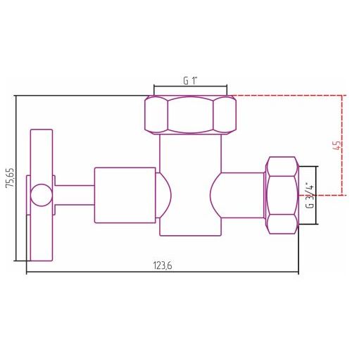 Вентиль   запорный крестовой  G 1 НГ х G 3/4 НГ