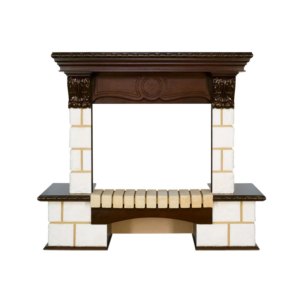 Каминокомплект Pierre Luxe - Шампань / Темный дуб с очагом Dioramic 25 LED FX