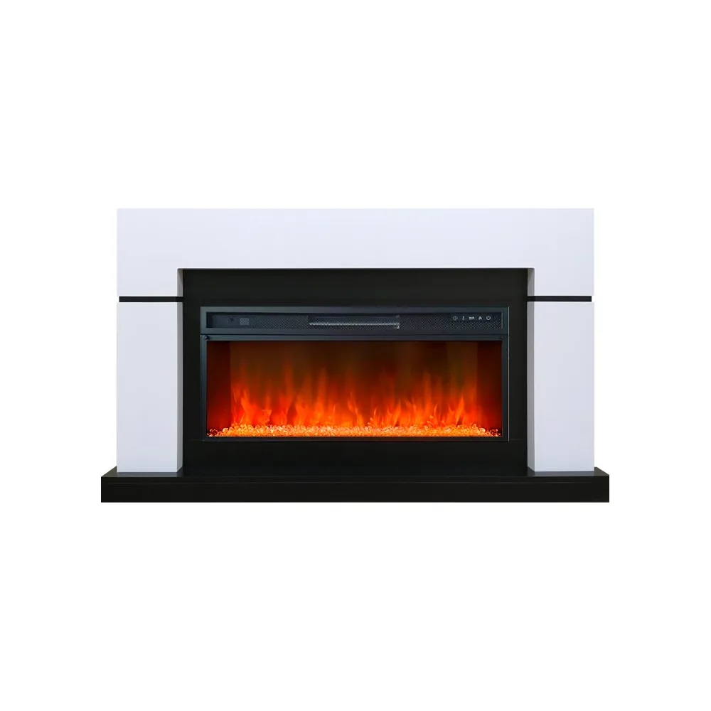 Каминокомплект Lindos - Белый с черным (Ширина 1470мм) с очагом Vision 42 LED