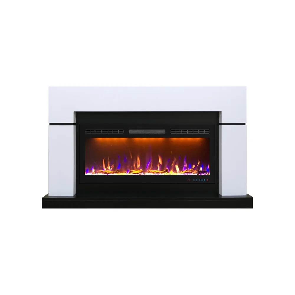 Каминокомплект Lindos - Белый с черным (Ширина 1470мм) с очагом Crystal 40 RF