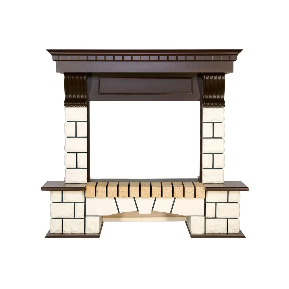 Портал Royal Flame Pierre Luxe - Белый / Темный дуб (Ширина 1150 мм)