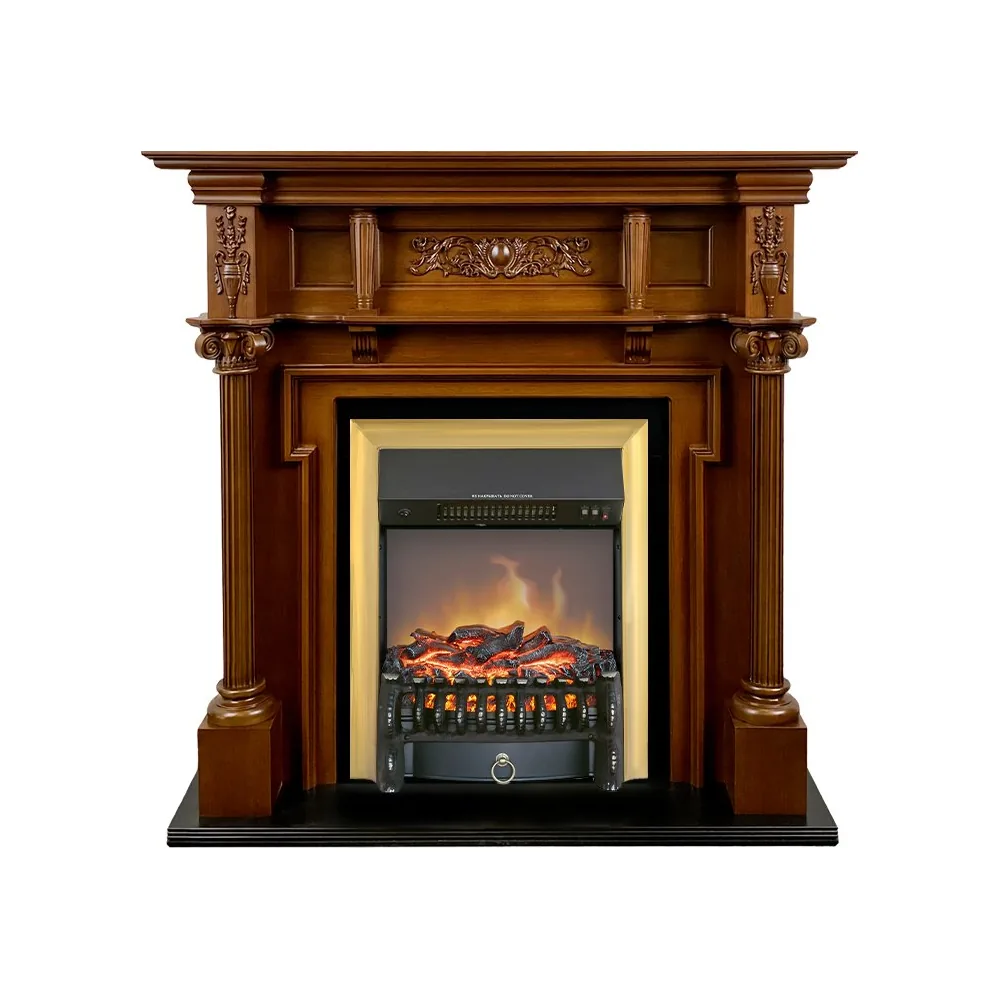 Каминокомплект Oxford - Орех с очагом Fobos FX M Brass