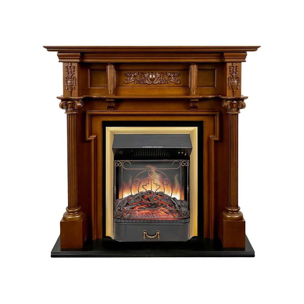 Каминокомплект Oxford - Орех с очагом Majestic FX Brass
