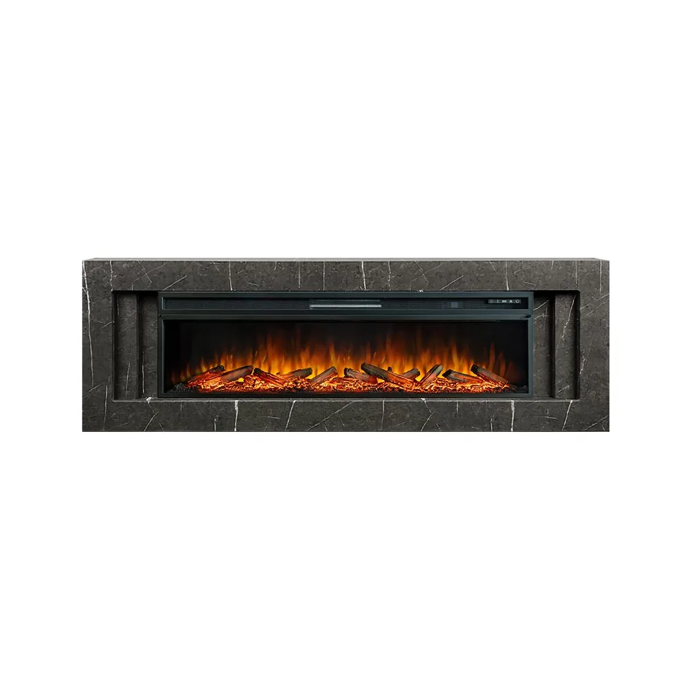 Каминокомплект Line 60 SFT Stone Touch (Разборный) - Серый мрамор с очагом Vision 60 LOG LED
