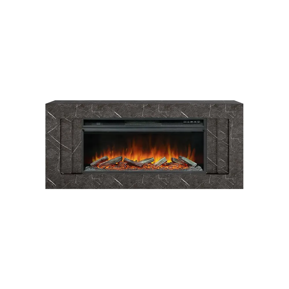 Каминокомплект Line 42 SFT Stone Touch (Разборный) - Серый мрамор с очагом Vision 42 LOG LED