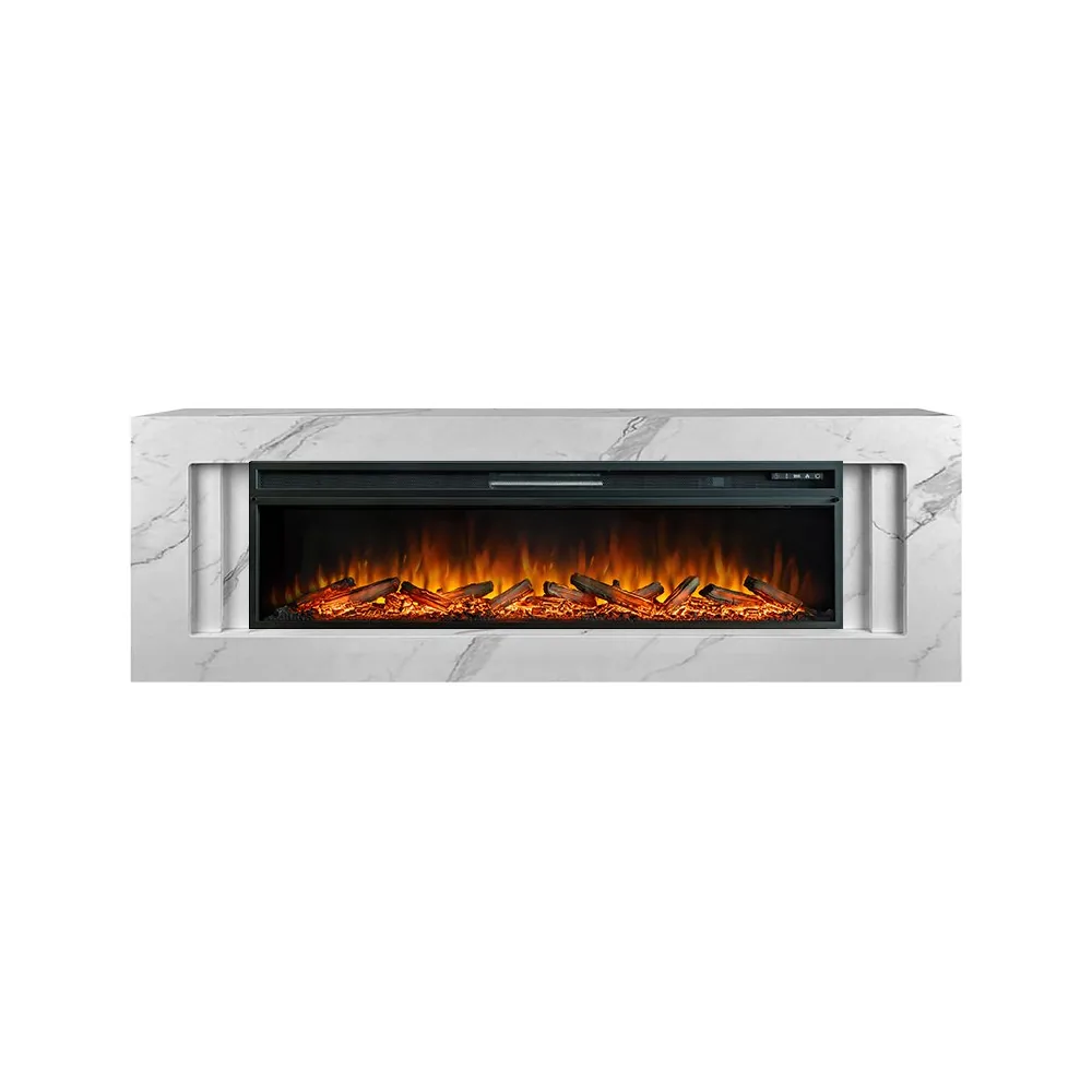 Каминокомплект Line 60 SFT White Marble (Разборный) - Белый мрамор с очагом Vision 60 LOG LED