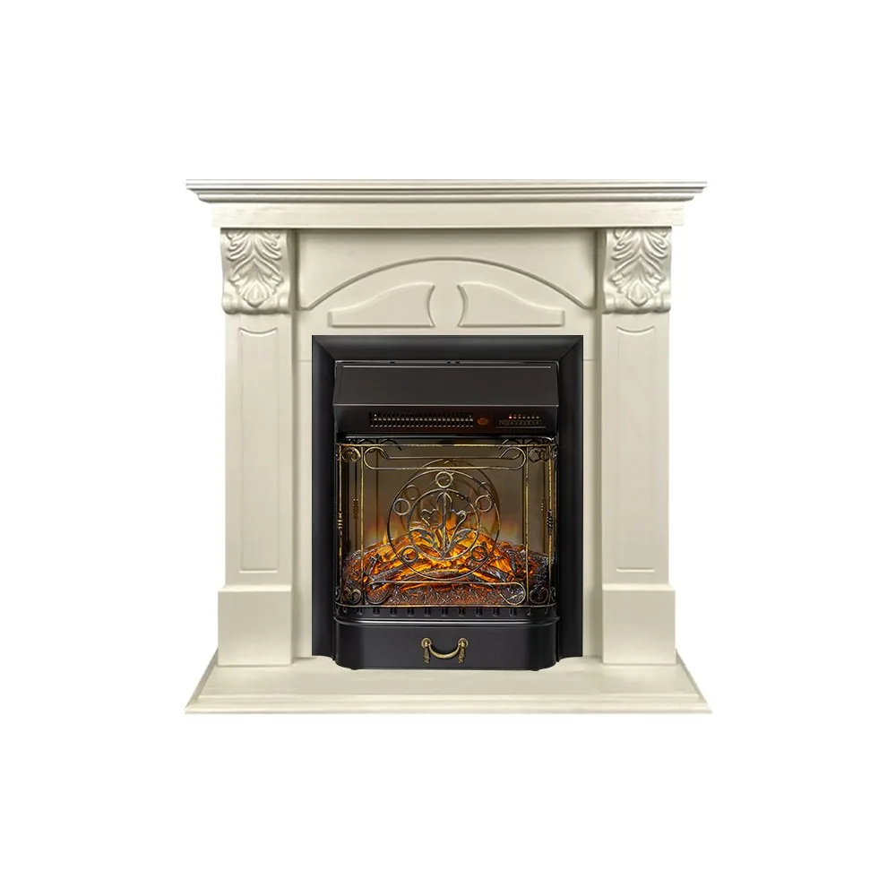 Каминокомплект Dublin (деревянный) RUSTIC (Разборный) - Слоновая кость с очагом Majestic FX M Black RC