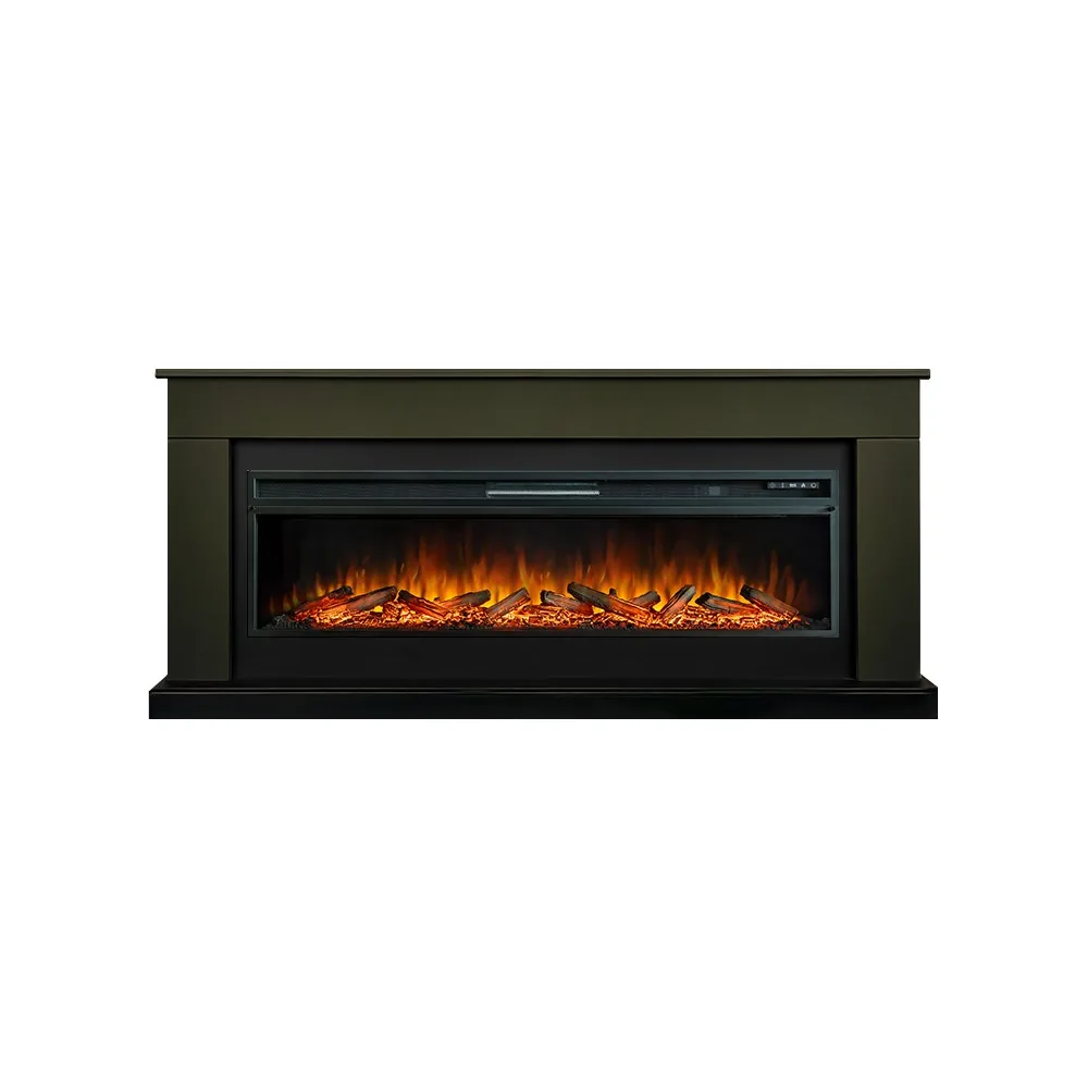 Каминокомплект Bergen 60 SFT (Разборный) - Темная олива с очагом Vision 60 LOG LED