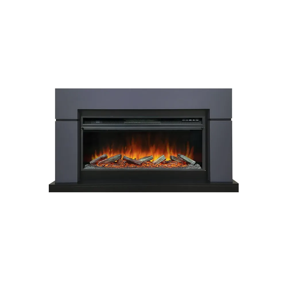 Каминокомплект Lindos V42 SFT (Разборный) - Серый графит (Ширина 1470мм) с очагом Vision 42 LOG LED