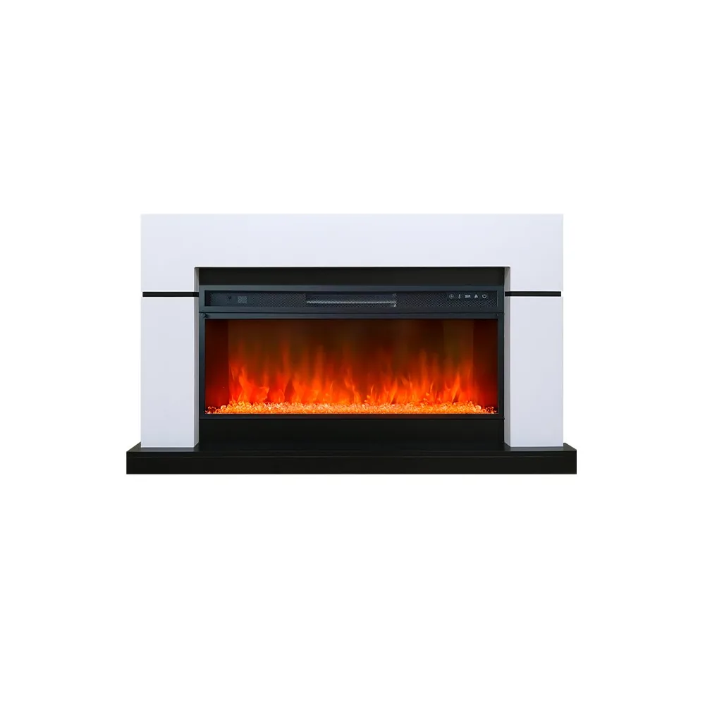 Каминокомплект Lindos V42 SFT (Разборный) - Белый с черным (Ширина 1470мм) с очагом Vision 42 LED