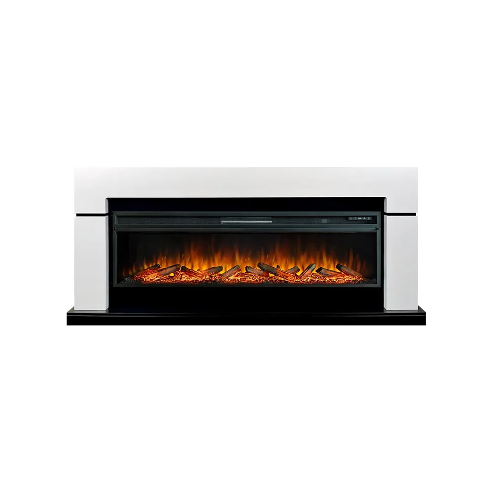 Каминокомплект Lindos 60 (Разборный) - Белый с черным с очагом Vision 60 LOG LED