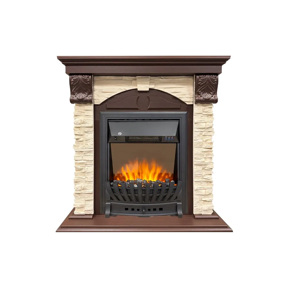 Каминокомплект Dublin STD SFT (Разборный) - Темный дуб / Сланец с очагом Aspen Black