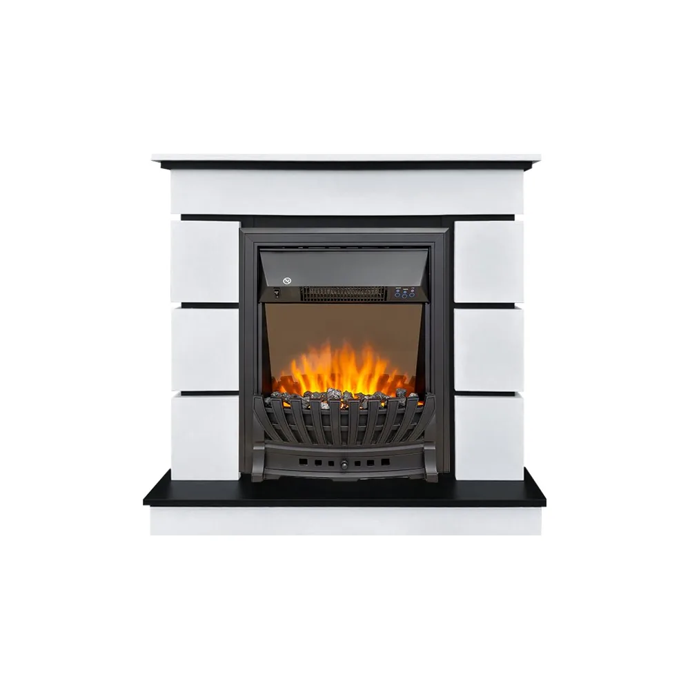 Каминокомплект Modern (Разборный) - Белый с черным с очагом Aspen Black